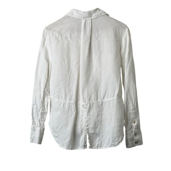 Rachel Zoe 100% Linen Button Up Top S Split Back Coastal Lagenlook Quiet Luxury - Picture 2 of 14